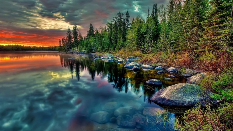 sky, tree, calm, forest, no people, outdoors, tranquility, landscape, sunset, idyllic, reflection, scenics - nature, non-urban scene, HDR, cloud - sky