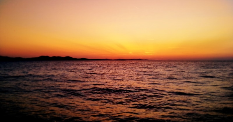 no people, waterfront, sea, zadar, water, silhouette, nature, non-urban scene, tranquility, scenics - nature, idyllic, 2K, tranquil scene, land, Croatia