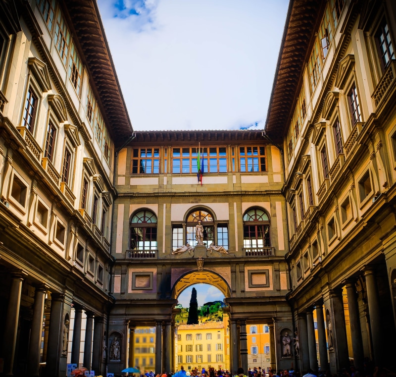 brown, outdoors, architecture, building, 2K, tourism, day, clock, sunlight, city, concrete, daytime, facade, uffizi gallery, travel destinations, ornate
