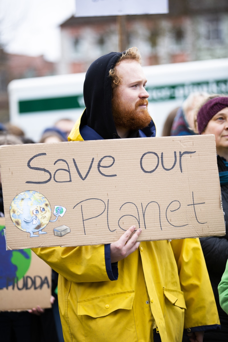 environment, beard, adult, climate change, front view, rally, science, crisis, climate, save, lifestyles, yellow, standing, men, message, world, man, save our planet