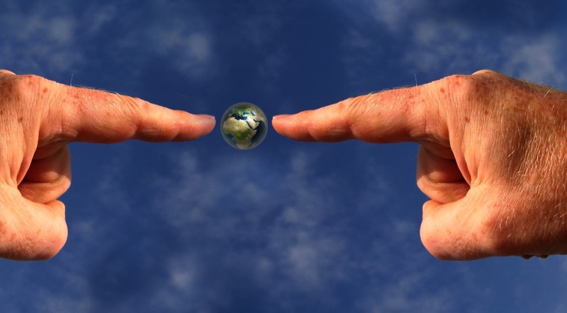 climate, responsibility, symbol, atmosphere, globe, holding, body part, digital, nature conservation, sky, two people, environmentally friendly, close-up