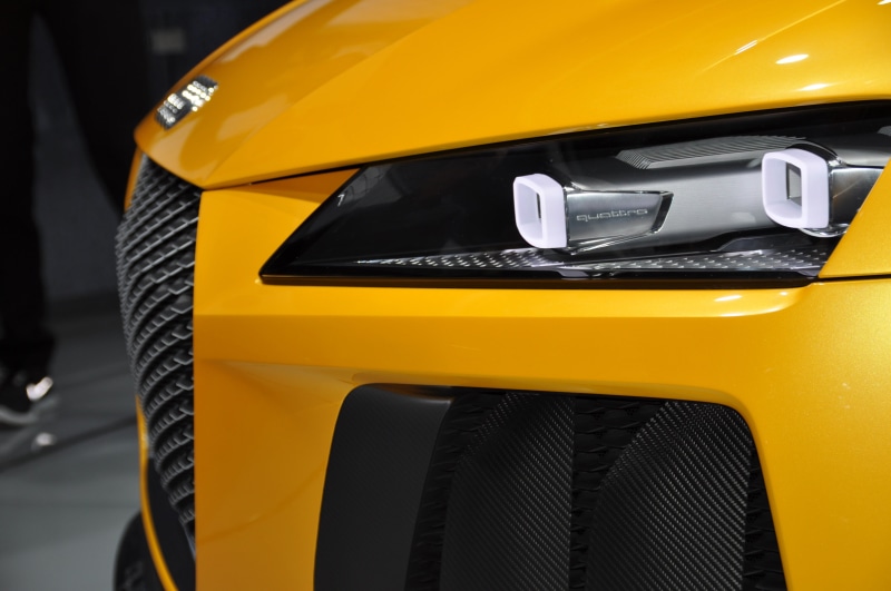 stationary, transportation, letter, headlight, city, gray, audi quattro, no people, wheel, focus on foreground, mode of transportation, black color, yellow