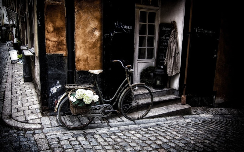 footpath, transportation, holiday, architecture, cobblestone, urban Scene, Bicycle, gamla stan, bike, built structure, travel, Trade, land vehicle, stationary
