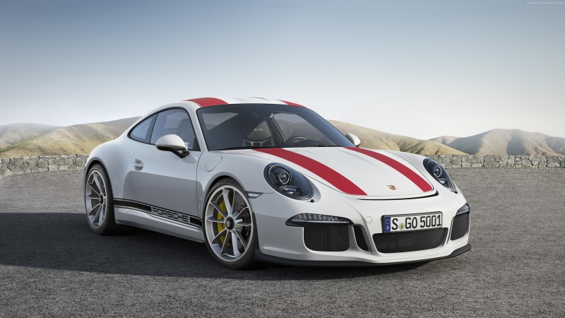 sport car, white, Porsche 911 R (991), 2K, Geneva Auto Show 2016