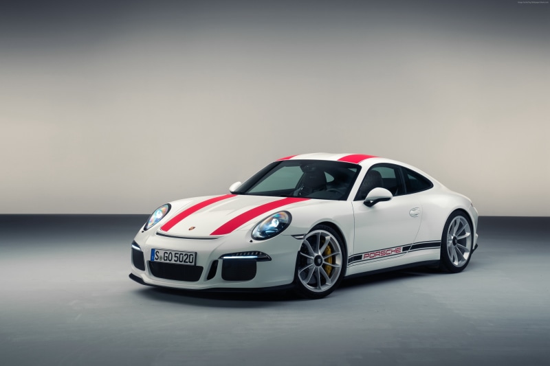 white, sport car, Porsche 911 R (991), 4K, Geneva Auto Show 2016
