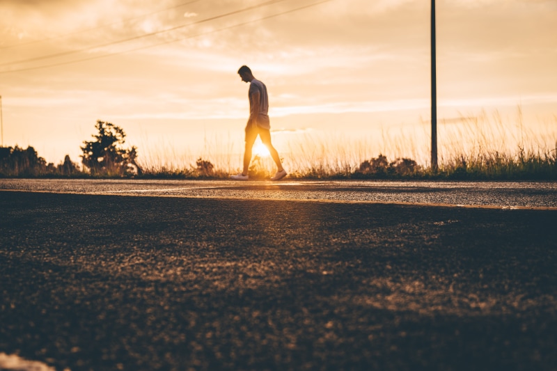 leisure activity, 5K, sunset, sunrise, standing, men, human, surface level, road, adult, man, leading, one person, full length, sunlight, asphalt, pathway