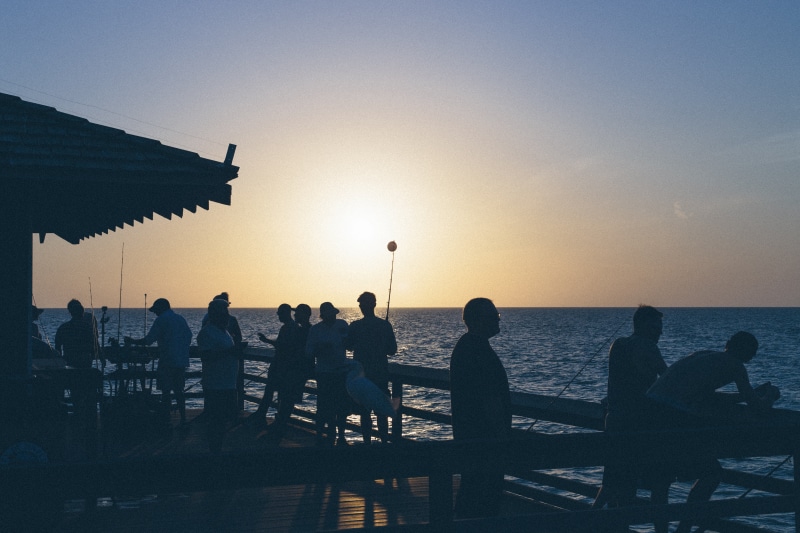 adult, real people, 5K, dawn, sky, sun, silhouette, men, railings, dusk, dock, walk, women, sunrise, people, land, adults only, group, horizon, golden