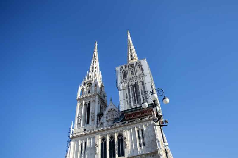 built Structure, church, Croatia, nature, architecture And Buildings, Zagreb Cathedral, low angle view, day, architecture, 5K, building, gothic Style
