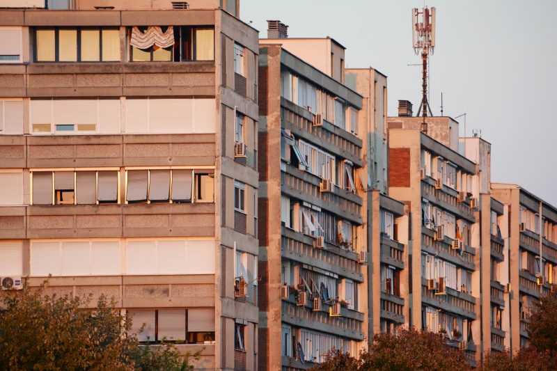 building, low angle view, architecture, zagreb, day, 5K, in a row, window, sunlight, no people, sky, built structure, balcony, old building, apartment