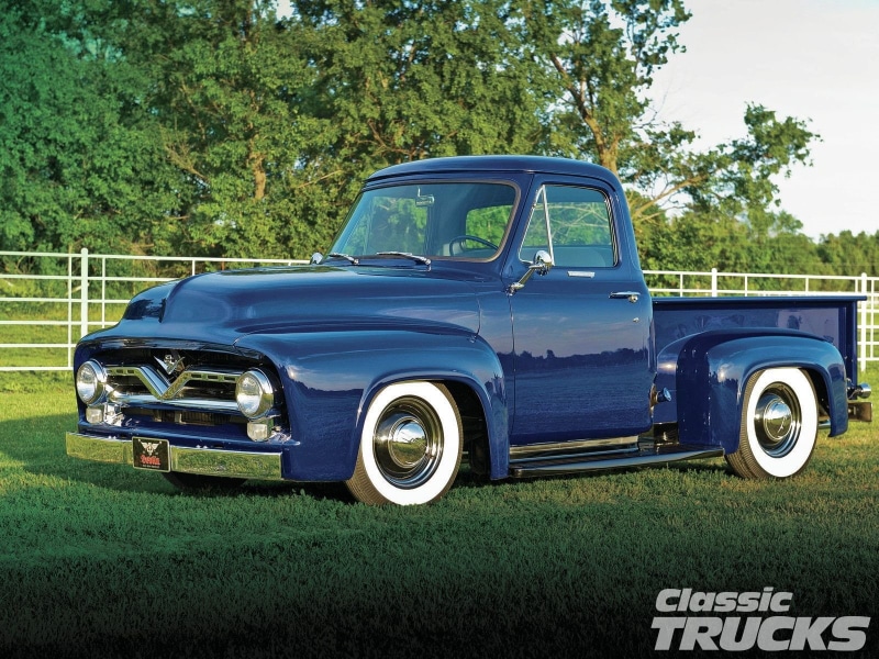hot, custom, old, usa, 1955, hotrod, ford, blue, 720P, pickup, school, rod, f-100