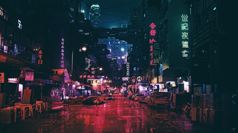 4K, night, futuristic, 4K, future world