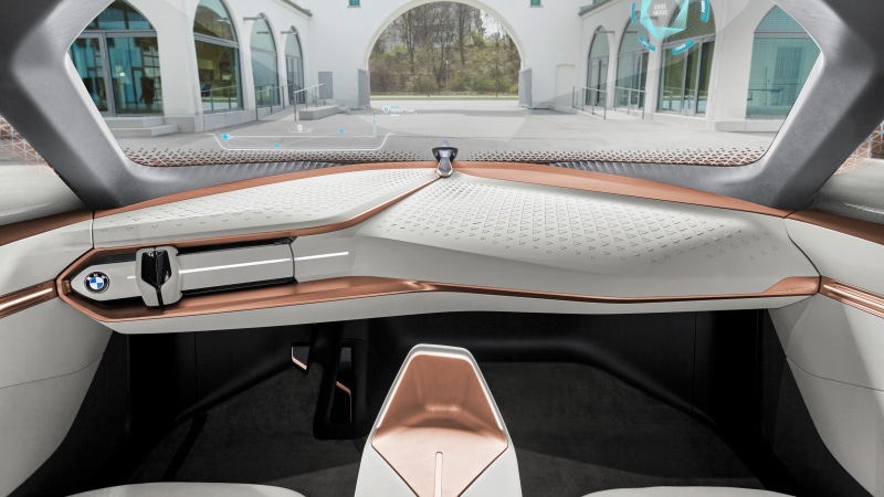 white, vehicle, BMW Vision Next 100, 4K, beige, interior, future cars