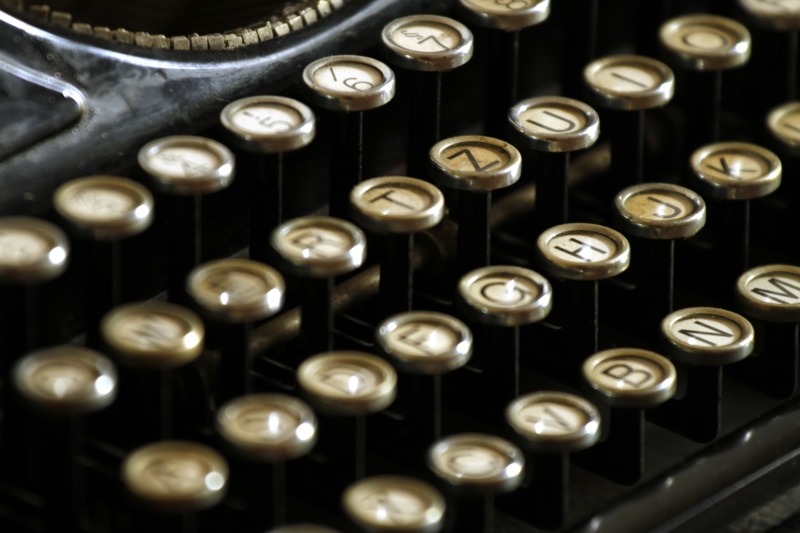 retro, vintage, printed, button, keys, 5K, typewriter, old, machine