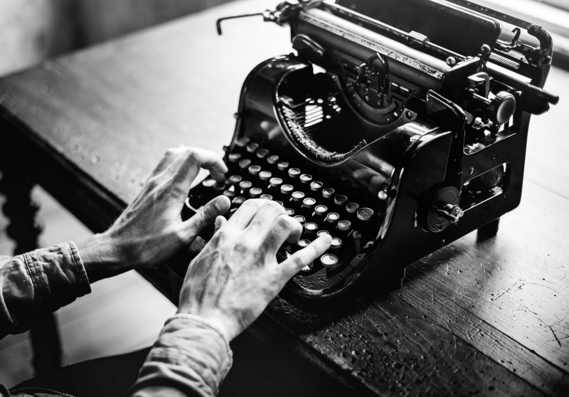 close-up, keyboard, style, retro, high angle view, real people, wooden, only men, story, black, men, vintage, person, buttons, ancient, message, memoirs