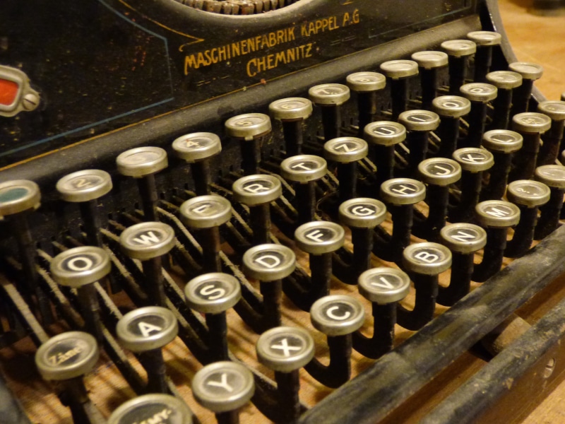 retro styled, antique, technology, no people, document, keys, machine, correspondence, number, writing, retro, keyboard, letters, high angle view, old