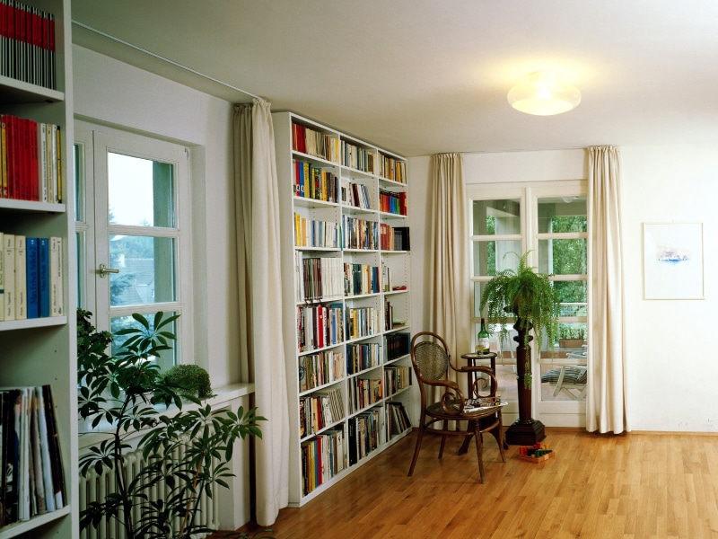 shelf, wood - Material, design, style, wooden, 720P, window, library, chair, residential District, modern, decor, wall - Building Feature, furniture, potted plant