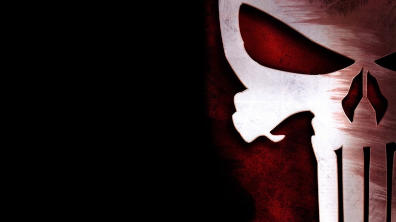 logo, skull, black background, The Punisher, 1080P, Marvel Comics