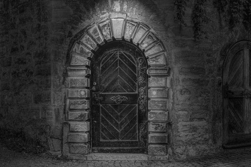 built structure, wall - building feature, abandoned, wall, wooden, no people, deterioration, building exterior, day, house, panel, grayscale, entrance