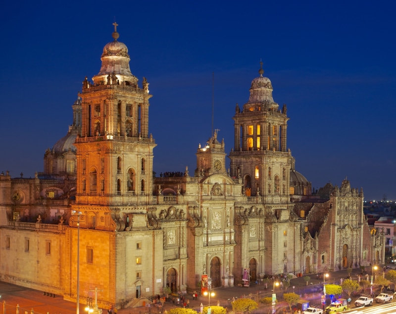 mexicocity, building, Lights, sky, centro, metropolitan, tower, the past, tourism, travel destinations, illuminated, cathedral, Central America, distritofederal