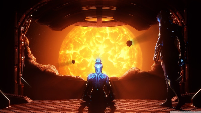 orange color, real people, sky, travel, lifestyles, 2K, indoors, arms raised, night, full length, Mag (Warframe), rear view, Sun, stage, silhouette