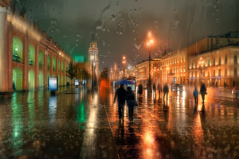 nevsky, Nevsky Prospect, 1080P, St. Petersburg, umbrella, woman, prospect, walking, man, November, rain, Autumn, petersburg, st