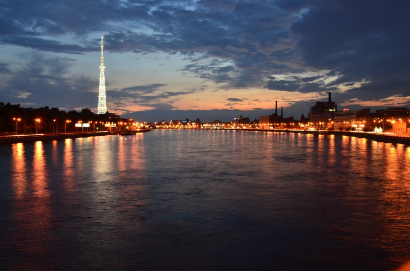 lights, St. Petersburg, st, Night, 4K, petersburg, embankment, Neva