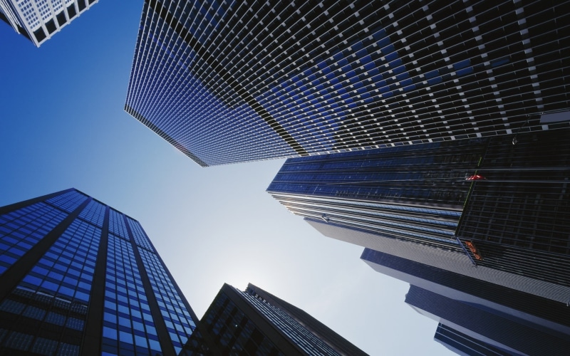 office, architecture, day, curtain, tall - high, built structure, worms eye view, building, reflection, modern, glass - material, city, buildings, low angle view