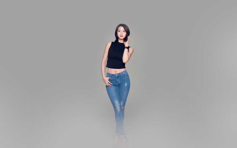 looking at camera, beauty, casual clothing, nara, adult, emotion, white background, young women, cut out, kpop, standing, women, beautiful woman, studio shot