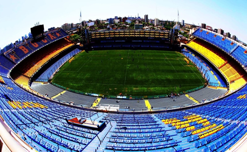 sky, building, 720P, outdoors, travel destinations, day, built structure, nature, park, Boca Juniors, sport, architecture, stadium, green, high angle view