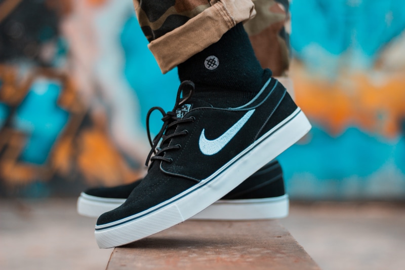 focus, person, sb, leisure activity, Nike SB, stefan, dancing, blur, close-up, human foot, skill, rubber shoes, black color, day, socks, pants, wear, janoski