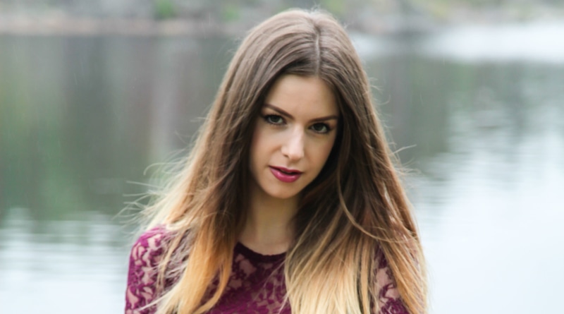 lake, water, portrait, one person, looking at camera, headshot, young adult, teenager, focus on foreground, adult, model, front view, brown hair, long hair