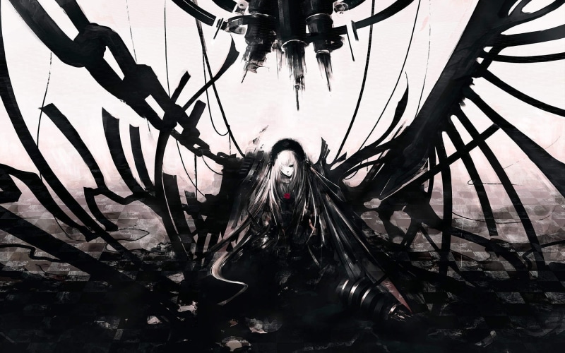 girl, gothic, anime, 1080P, goth, otaku