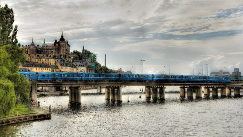 Sweden, day, building exterior, connection, metro, cloud - sky, waterfront, no people, blue, bridge - man made structure, architecture, bridge, nature