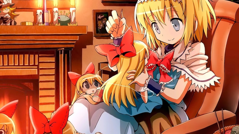holiday - event, representation, holiday, short hair, anime girls, animal wildlife, domestic animals, 1080P, gray eyes, smiling, one animal, Alice Margatroid