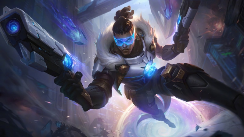 ADC, weapon, 4K, Lucian (League of Legends), video game characters, futuristic, PC gaming, fire, Riot Games, AD carry, League of Legends, Lucian