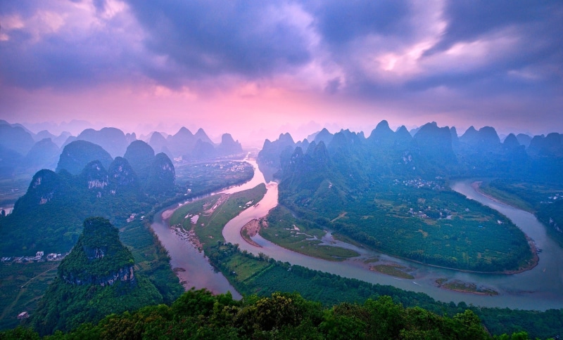 tree, green, river, forest, 1080P, city, water, outdoors, tranquility, land, plant, panoramas, sunset, fog, scenics - nature, tranquil scene, clouds, China