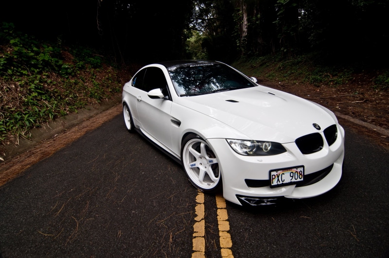 modern, reflection, markings, outdoors, retro Styled, design, 4K, mode of Transport, high angle view, e92, transportation, classic, m3, front View, street