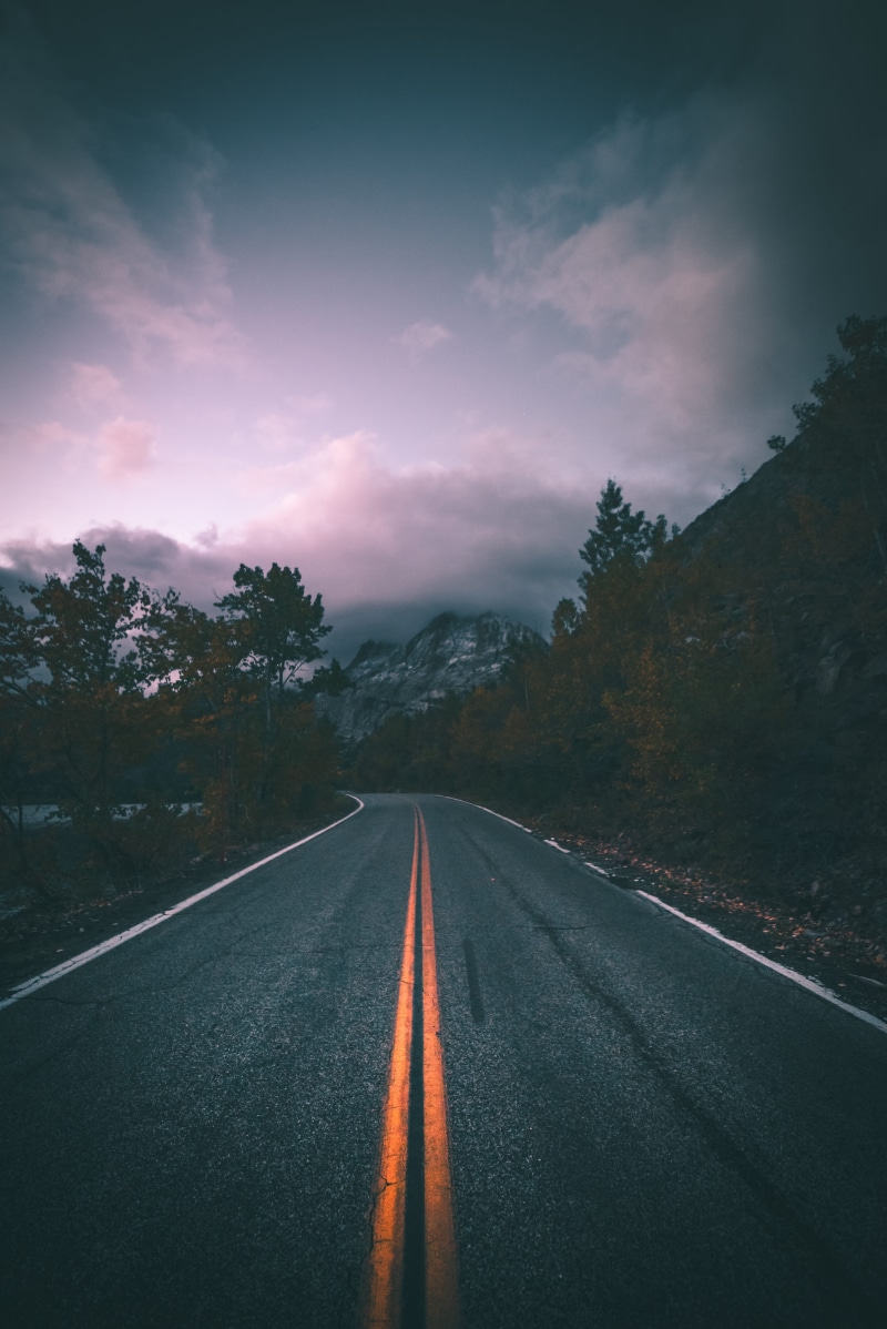 sunset, yellow line, scenics, sunrise, transportation, travel, street, cloud - Sky, mountain, asphalt, nature, no People, outdoors, dividing Line, dusk