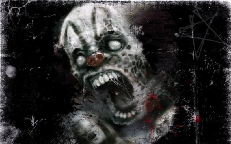 portrait, auto post production filter, black background, no people, pennywise, looking at camera, artwork, clowns, animal body part, 720P, horror, emotion
