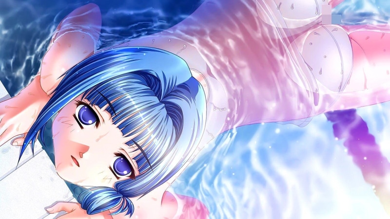 people, censored, day, open mouth, leisure activity, blue hair, anime girls, headshot, portrait, blue, lifestyles, anime, nature, indoors, reflection, close-up