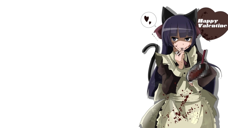 na), chocolate, censored, eyes, purple, valentine, white, bandage, hair, gokou, tail, catgirl, 1080P, kikyou, (mu, ruri