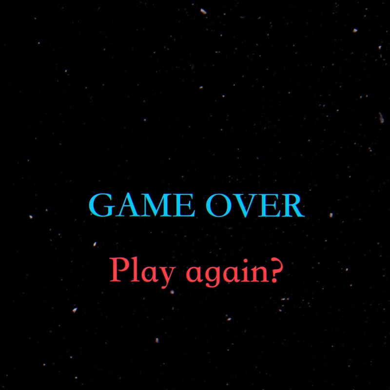 game over, no people, sign, red, western script, black background, copy space, information, 2K, studio shot, indoors, astronomy, capital letter, message