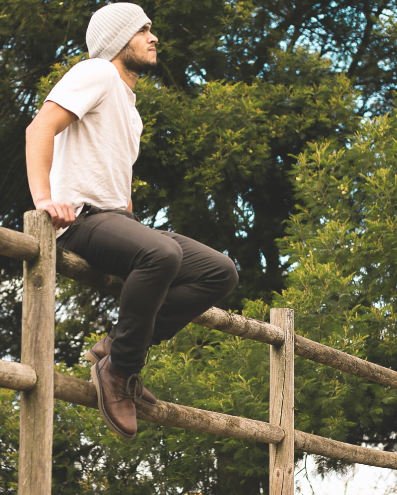 day, chill, full length, thinker, plant, looking, tree, leisure activity, wood - material, sitting, real people, young adult, lifestyles, low angle view