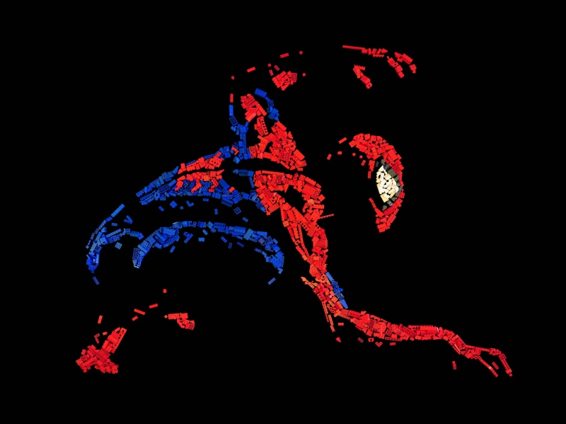 man, 2K, art, lego  spiderman, illustration, costume, spidey, superhero, spider, scatter, vector, backgrounds, Mosaic, Spider-Man