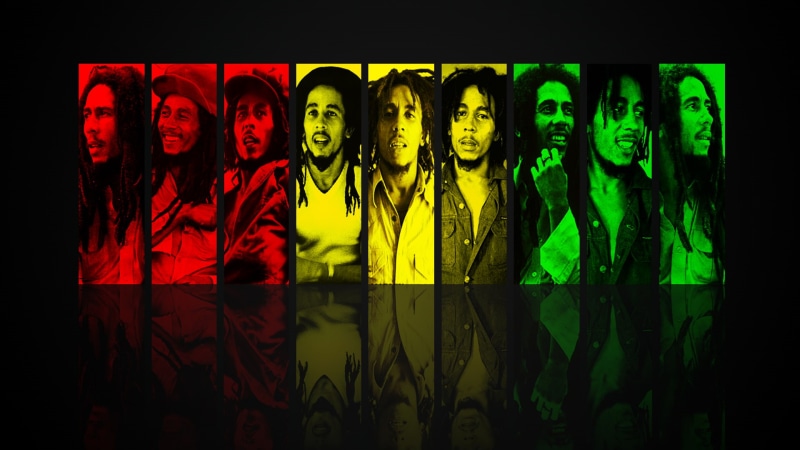 Bob Marley, collage, music, young men, standing, water, 1080P, women, reflection, adult, indoors, men, togetherness, friendship, singer, auto post production filter