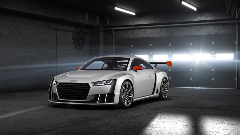 sports car, built structure, illuminated, parking lot, indoors, concept cars, red, 1080P, lighting equipment, garage, transportation, night, parking garage