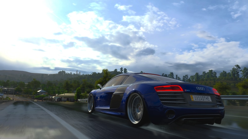 Audi R8 Type 42, forza horizon 3, wet road, car, supercars, Audi R8, video games, 4K, Audi, Audi R8 V10, Forza Games