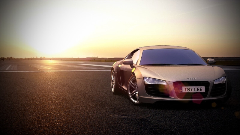 sun, Audi, motion, r8, nature, mode of transportation, road, no people, sunlight, car, sport, silver, environment, lens flare, transportation, back lit