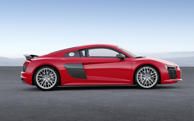 4K, Audi R8 V10 Plus, red cars, Audi R8 Type 4S, vehicle, car, Audi R8, side view, Super Car