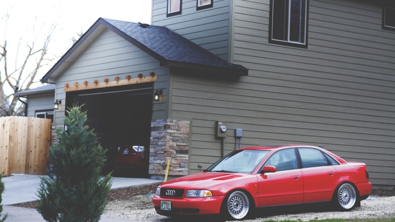red cars, 1080P, car, garages, house, urban, Audi S4, Audi A4, vehicle